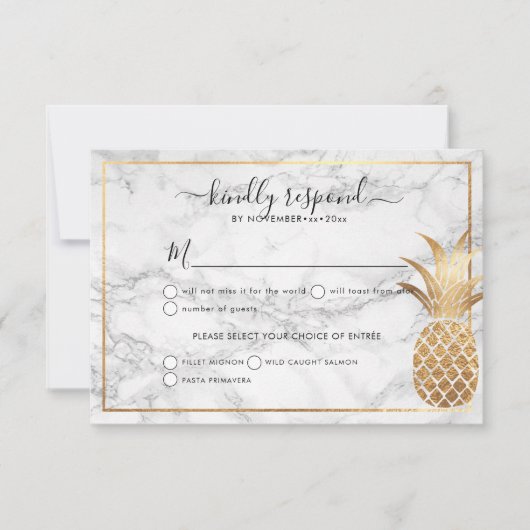 Gouden Ananas RSVP|Marmer Aankondiging (Voorkant)