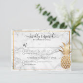 Gouden Ananas RSVP|Marmer Aankondiging (Staand voorkant)