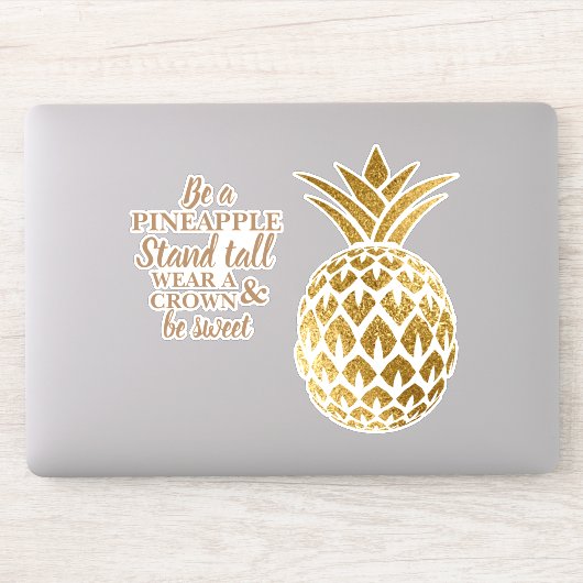 Gouden Ananas Sta Recht Wear Kroon Wees Lief Sticker (Computer)