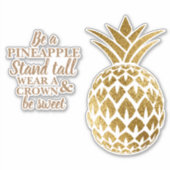 Gouden Ananas Sta Recht Wear Kroon Wees Lief Sticker (Voorkant)