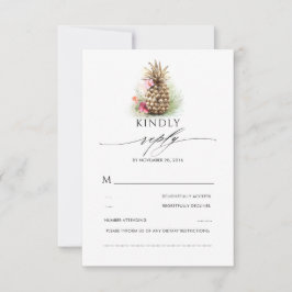 Gouden Ananas Strand Bruiloft RSVP Kaartje