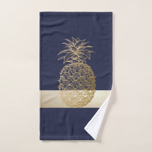 Gouden Ananas,Streep -Persoonlijk Bad Handdoek (Handdoek)