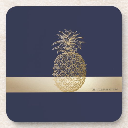 Gouden Ananas,Streep -Persoonlijk Bier Onderzetter (Voorkant)