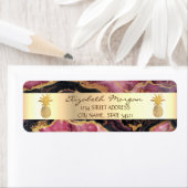 Gouden ananas trendy Bourgogne marmeren steen Etiket (Insitu)