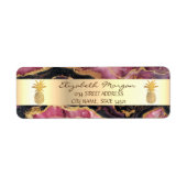 Gouden ananas trendy Bourgogne marmeren steen Etiket (Voorkant)