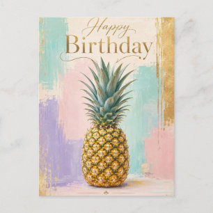 Gouden Ananas Tropische Verjaardag Feestdagenkaart