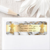 Gouden Ananas Wit Gouden Marmer Gestreept Etiket (Insitu)
