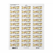 Gouden Ananas Wit Gouden Marmer Gestreept Etiket (Full Sheet)