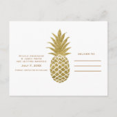 Gouden Ananas Wit Modern Tropisch Save the Date Aankondigingskaart (Achterkant)