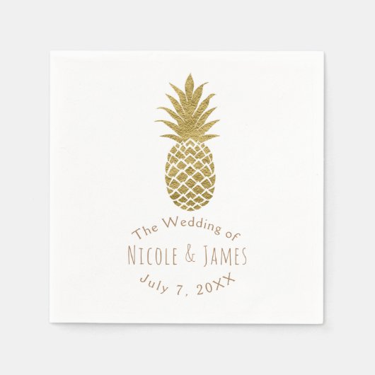 Gouden ananas wit moderne chique tropische partij servetten (Voorkant)