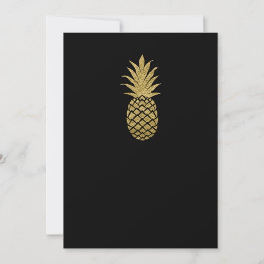 Gouden Ananas Zwart Modern Chique Tropisch Feest Kaart (Achterkant)