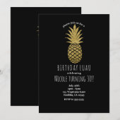 Gouden Ananas Zwart Modern Chique Tropisch Feest Kaart (Voorkant / Achterkant)