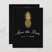 Gouden Ananas Zwart Modern Tropisch Save the Date Aankondigingskaart (Voorkant / Achterkant)