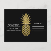 Gouden Ananas Zwart Modern Tropisch Save the Date Aankondigingskaart (Achterkant)