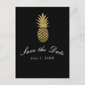 Gouden Ananas Zwart Modern Tropisch Save the Date Aankondigingskaart (Voorkant)