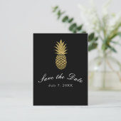 Gouden Ananas Zwart Modern Tropisch Save the Date Aankondigingskaart (Staand voorkant)