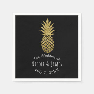 Gouden Ananas Zwarte Moderne Chic Tropische Feest Servetten
