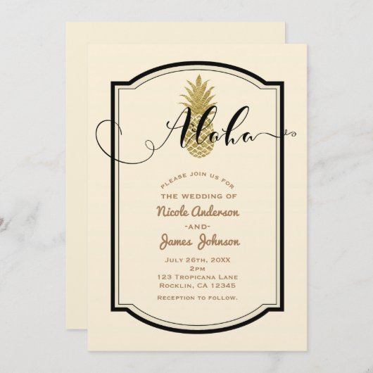 Gouden Ananas & Zwarte Rustieke Ananas Tropisch Kaart (Voorkant / Achterkant)