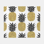 Gouden ananassen: Handgetekend wit naadloos. Fleece Deken (Voorkant (Horizontaal))