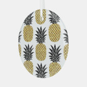Gouden ananassen: Handgetekend wit naadloos. Glas Ornament (Voorkant links)