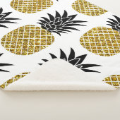 Gouden ananassen: Handgetekend wit naadloos. Sherpa Deken (3/4)