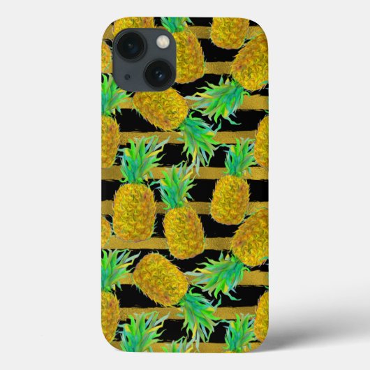 Gouden Ananassen Op Strepen Case-Mate iPhone Case (Achterkant)