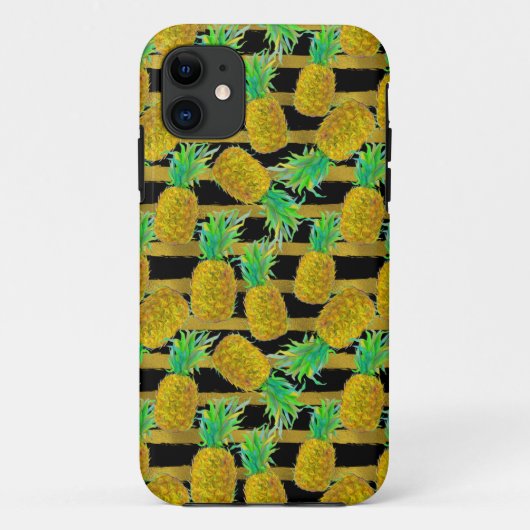 Gouden Ananassen Op Strepen Case-Mate iPhone Case (Achterkant)