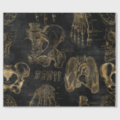 gouden anatomische tekeningen op zwart cadeaupapier (Vlak)