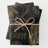 gouden anatomische tekeningen op zwart inpakpapier vel (In situ)