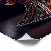 Gouden Android Kat Op Sokkel Met Schedelschild Perfect Poster (Hoek)