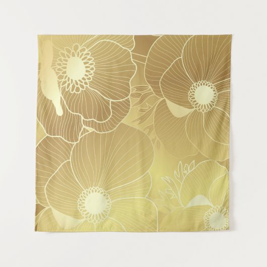 Gouden anemoon bloemen: luxe  achtergrond. wandkleed (Voorkant (horizontaal))