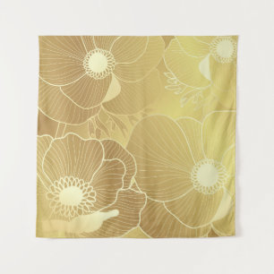 Gouden anemoonbloemen: luxe vintage achtergrond. wandkleed