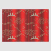 Gouden Angelic Splendor: Rood & Goud Kerstmis Tissuepapier (Voorkant)