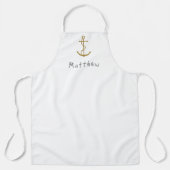 Gouden anker aangepaste naam nautisch schort (Voorkant)