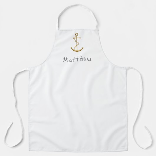 Gouden anker aangepaste naam nautisch schort (Voorkant)