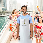 Gouden anker aangepaste naam nautisch schort