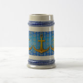 Gouden Anker Blauw Cerulean Stein Mok (Center)