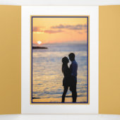 Gouden anker, blauw en wit gestreepte trouwset drieluik uitnodiging (Binnenkant midden)