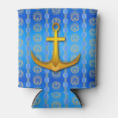 Gouden Anker Blauwe Ceruleaanse Koelbox Blikjeskoeler (Voorkant)