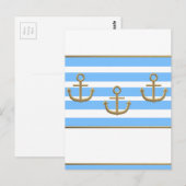 gouden anker blauwe witte achtergrond briefkaart (Voorkant / Achterkant)