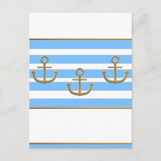 gouden anker blauwe witte achtergrond briefkaart (Voorkant)