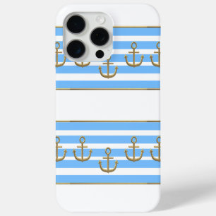 gouden anker blauwe witte achtergrond iPhone 15 pro max hoesje