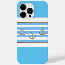 gouden anker blauwe witte achtergrond Case-Mate iPhone 14 pro max hoesje