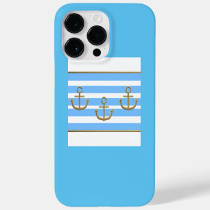 gouden anker blauwe witte achtergrond Case-Mate iPhone 14 pro max hoesje