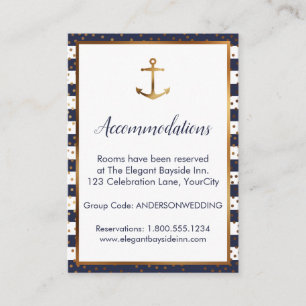 Gouden Anker Confetti & Strepen Accommodatiekaarte Informatiekaartje