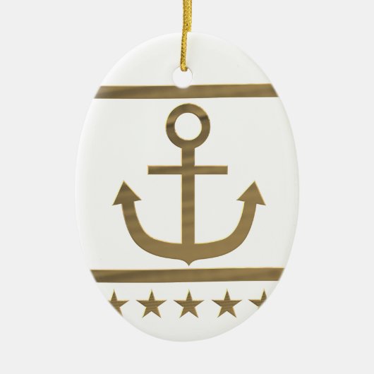gouden anker geluk symbool keramisch ornament (Voorkant)