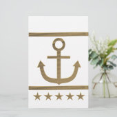gouden anker gelukssymbool briefpapier (Staand voorkant)