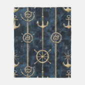 Gouden Anker & Helm Nautilus Patroon Fleece Deken (Voorkant)