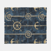 Gouden Anker & Helm Nautilus Patroon Fleece Deken (Voorkant (Horizontaal))