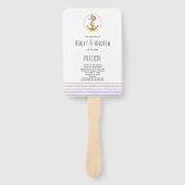 Gouden anker, marine strepen nautische bruiloft pr handwaaier (Voorkant)